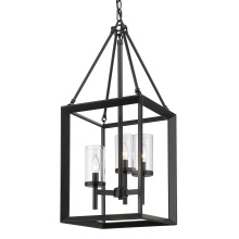 Golden 2073-3P BLK-CLR - Golden Lighting Smyth 3-light Pendant in Matte Black